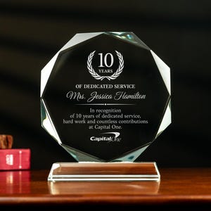 Personalized Crystal Appreciation Plaque, Engraved Glass Awards For Employee, 6&quot; Trophy with Gift Box