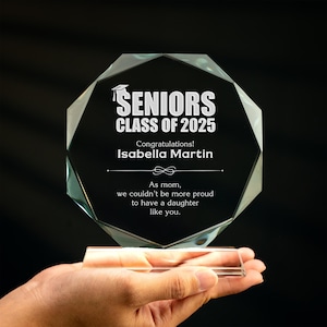 Personalized Graduation Crystal Awards, Custom Glass Trophy for Celebration Seniors 2025, Graduation Plaque, College Grad Gift for Daughter