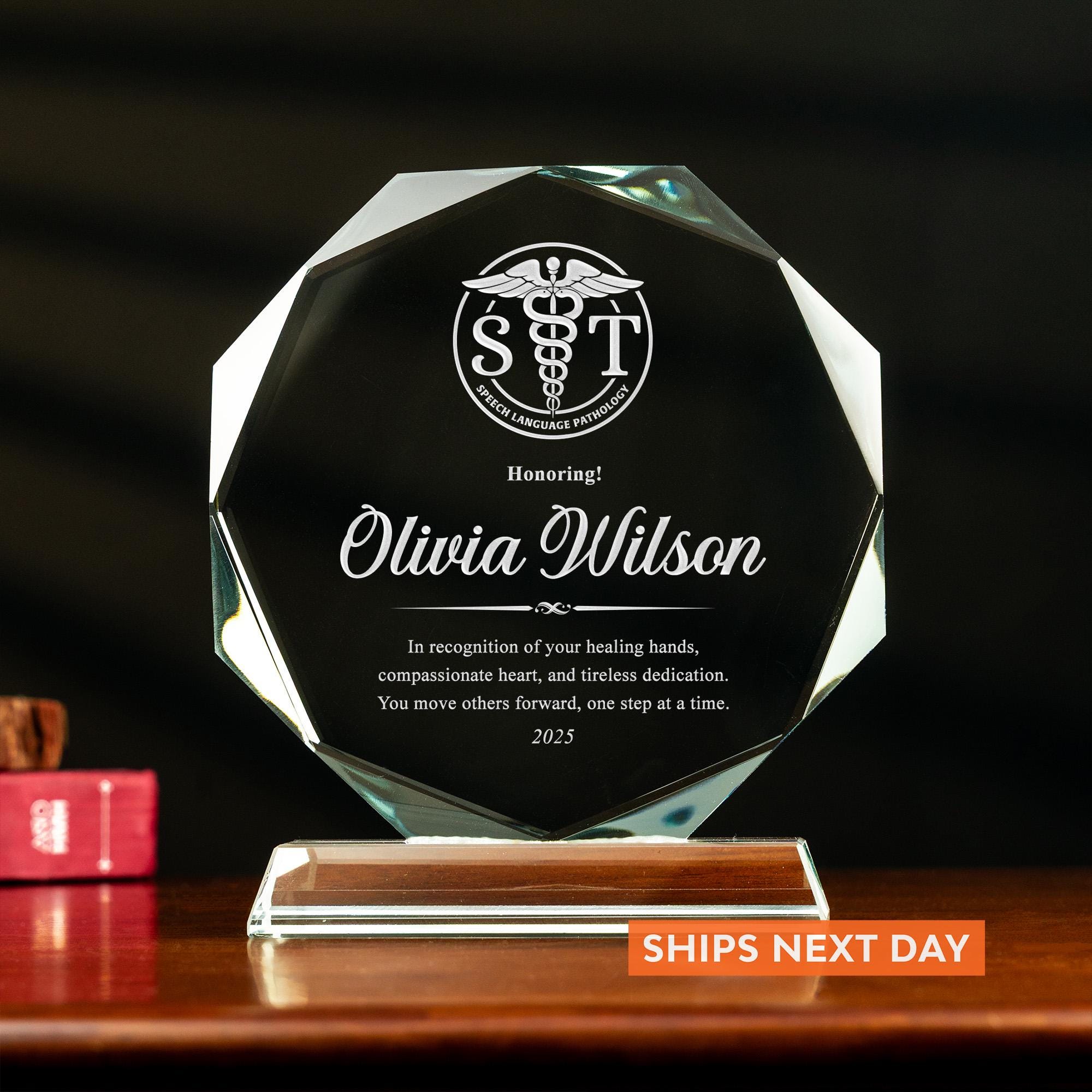 Custom Speech Therapist Glass Award, Personalized SLP Recognition Crystal Plaque, Voice Therapy Appreciation Gift