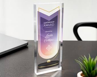Personalized Acrylic Award Plaque, Custom Clear Trophy Gift for Employee, Ideal Corporate Recognition, Celebration