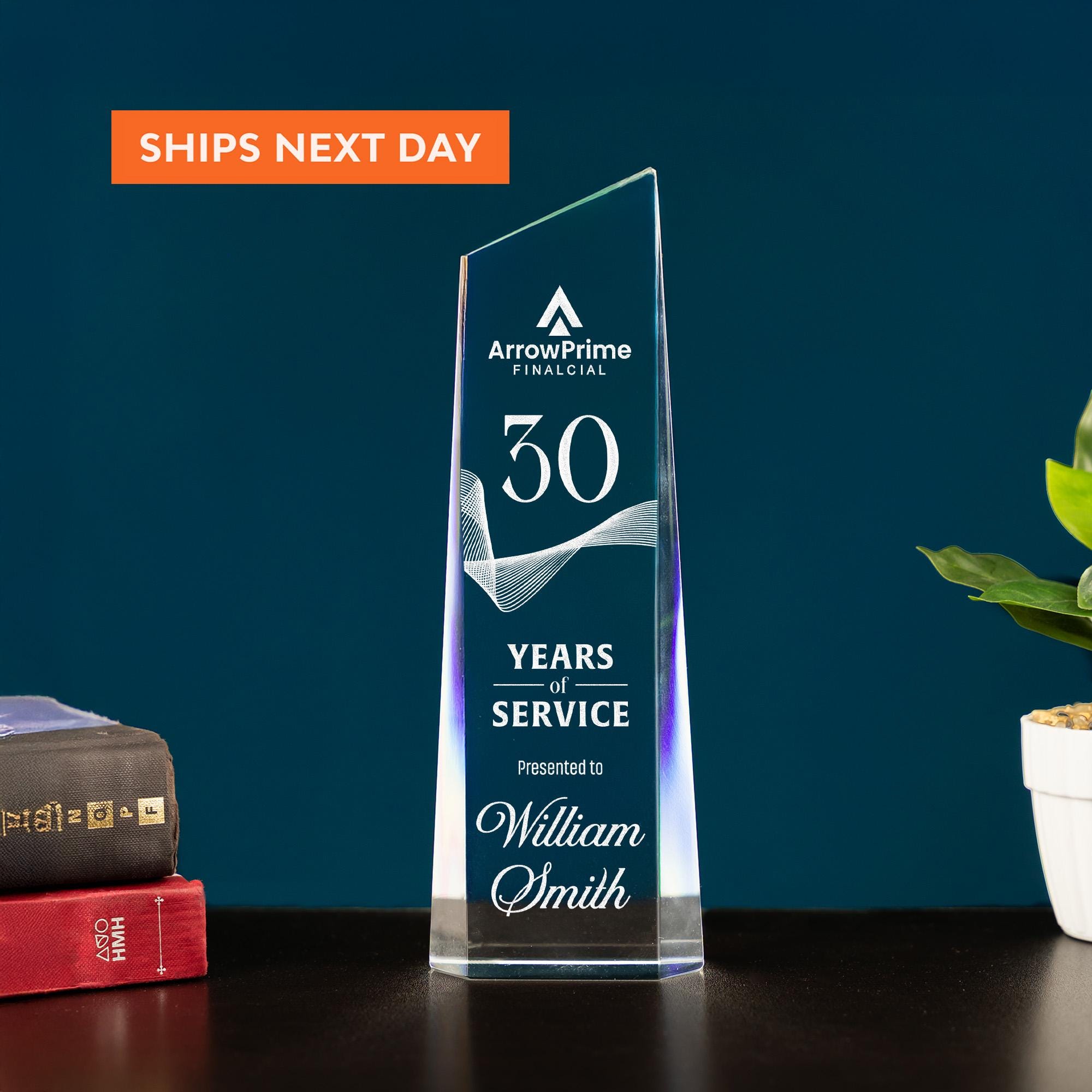 Stackable Service Awards Custom Dedicated Employee Crystal Award - Personalized Tower Glass ...