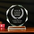 Custom Crystal Awards with Text & Logo, Free Design Assistant, 6" Engraved Glass Trophy, Gift for Employee, Coworker, Made in the USA