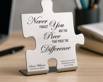 Engraved Retirement Gifts for Coworker: Personalized Stainless Steel Puzzle Piece