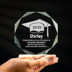 Personalized Graduation Crystal Awards, Custom Glass Trophy Graduation Plaque, Congrats On Your Graduation Gift Class of 2025