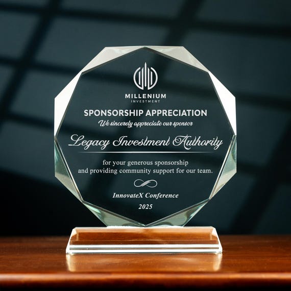 Personalized Sponsor Recognition Award, Custom Sponsorship