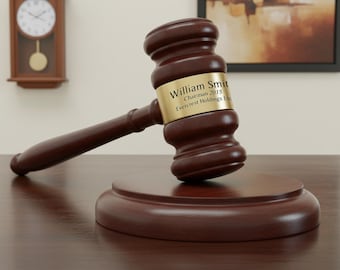 Custom Wood Gavel and Sound Block Set, Personalized Judge's Gavel Set Gift for Retirement, Luxury Appreciation Keepsake for Retiree
