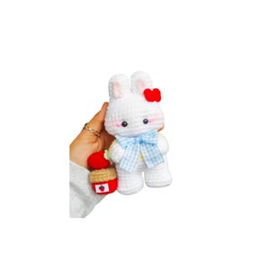Amigurumi Keychain White Rabbit, Crochet Bunny Pattern, Bunny Lovey Pattern, Amigurumi Rabbit Plushie, Crochet Bunny Snuggler Pattern, PDF