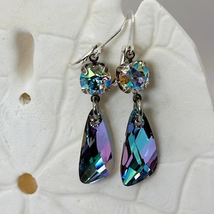 Crystal earring &quot;Sheila&quot; Austrian blue crystal Angel jewelry Special event Trendy accessory Unique handcrafted birthday anniversary gift