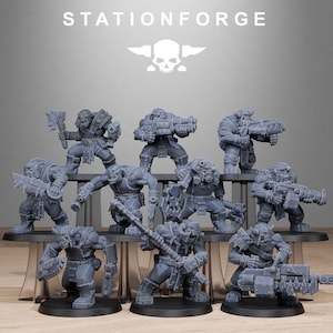 Orkaz Bros Infantry– 10 units by Station Forge | Infantry | Ork | 3D Printed | Wargaming | RPG | Orc