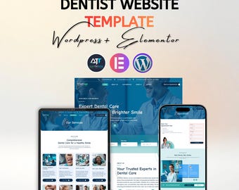 Dentist Website Template: WordPress, Elementor, Appointment Booking (Digital Download)