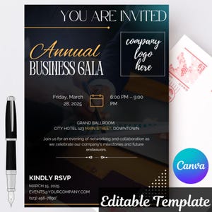 Editable Corporate Event Invitation Template – Professional Business Party Invite Design, Gala, Conference, Seminar, Networking Event