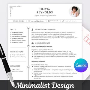 Canva Resume Template with Cover Letter | ATS Friendly Modern and Minimalist Resume Design | Editable CV Design | Career Guide and Tips