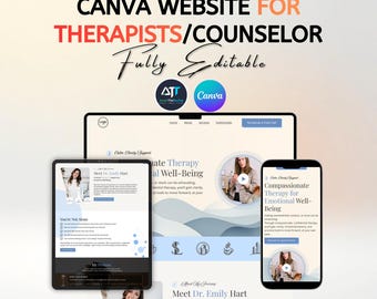 Therapist Website Template Canva | Editable Mental Health Site (Digital Download)