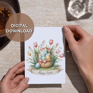 Last Minute Easter Gift - Foldable Easter Greeting Card Bundle – 6 Printable Cards with Backside Notes – Digital Download