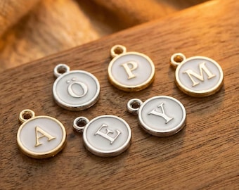 Gold & Silver Stainless Steel Letter Charms – Personalized Initial Pendants, Minimalist Alphabet Charms for Bracelets