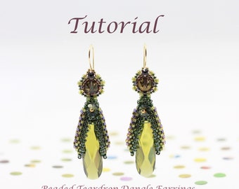 Beaded Teardrop Ohrhänger Anleitung: Cubic Zirkonia & Swarovski Kristalle (PDF Pattern)