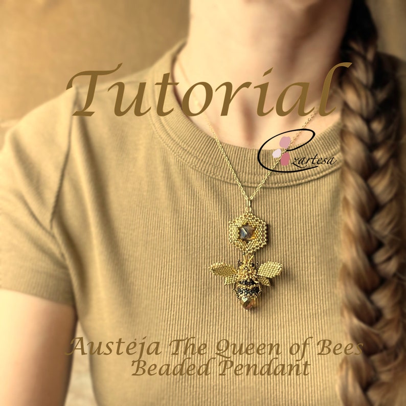 Austėja the Queen of Bees Beaded Pendant Tutorial, Seed Bead Pattern by Ezartesa image 7