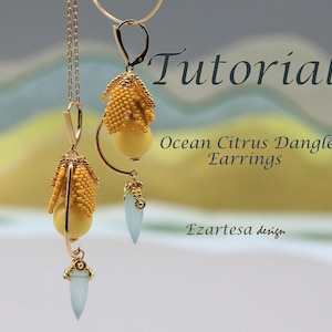 Tutorial per orecchini pendenti Ocean Citrus, modello di perline di semi di Ezartesa