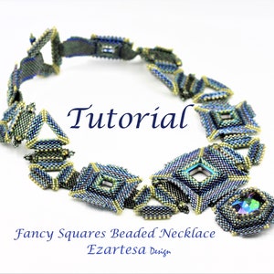 Beaded Geometric Necklace Tutorial: Seed Beads & Swarovski Crystals Beading  (PDF Pattern)