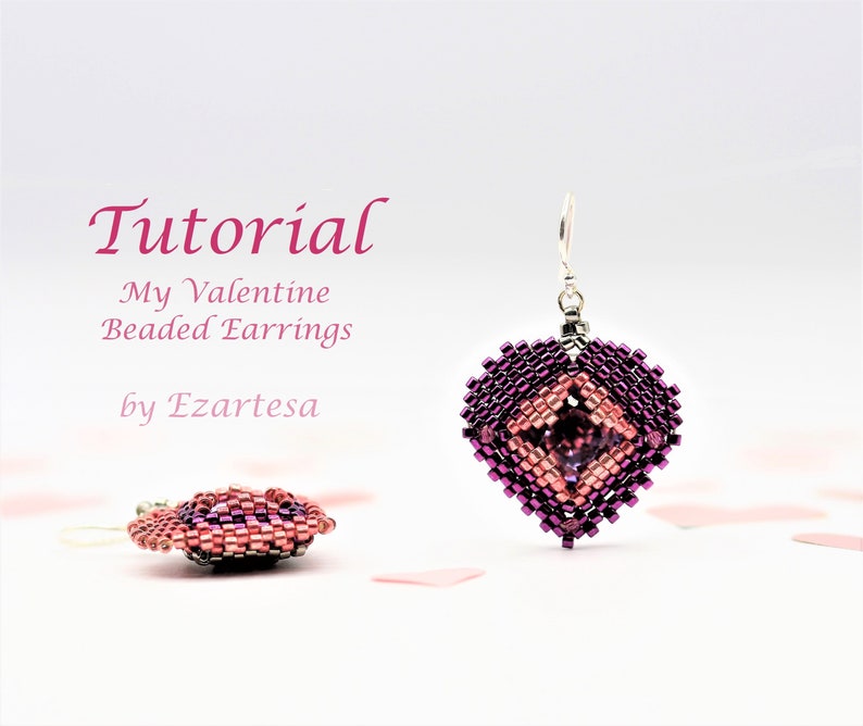 My Valentine Beaded Heart Dangle Earrings Tutorial, Seed Bead Pattern by Ezartesa image 3