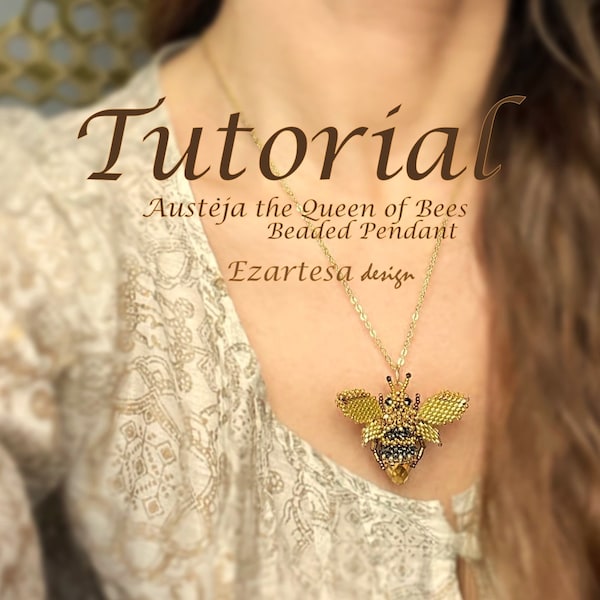 Tutoriel sur les pendentifs Austėja la reine des abeilles, motif perles de rocaille par Ezartesa