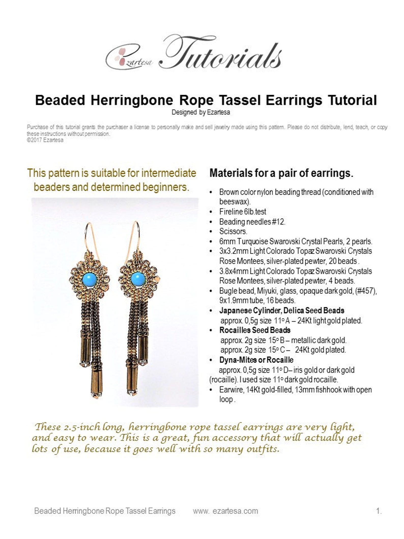 Beaded Tassel Earrings Tutorial Beaded Herringbone Rope Etsy