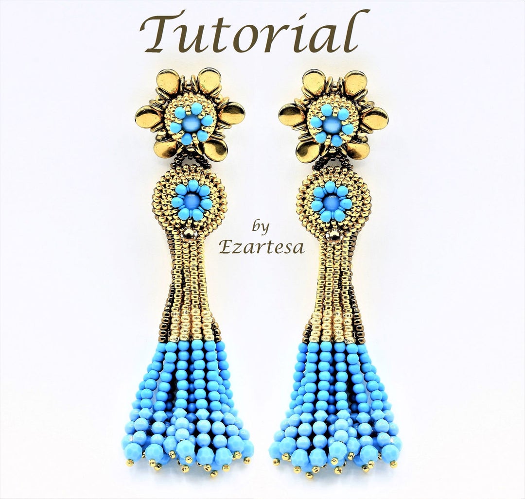 Beaded Tassel Earrings Tutorial With Beaded Flower Posts Etsy