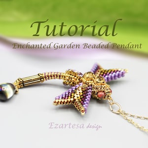 Enchanted Garden Beaded Necklace Tutorial. Beaded Seed Bead Dragonfly and Butterfly Beaded Necklace by Ezartesa.