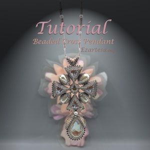 Beaded Cross Pendant Tutorial, Seed Bead Pattern by Ezartesa