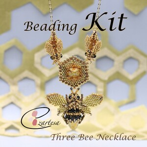 Beading Kit, Austėja the Queen of Bees Beaded Pendant Tutorial, Seed Bead Pattern by Ezartesa