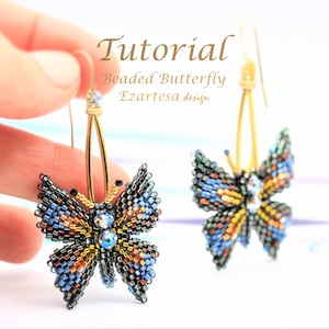 Beading Pattern, Beaded Butterfly Earrings Tutorial, Butterfly Ring by Ezartesa image 3