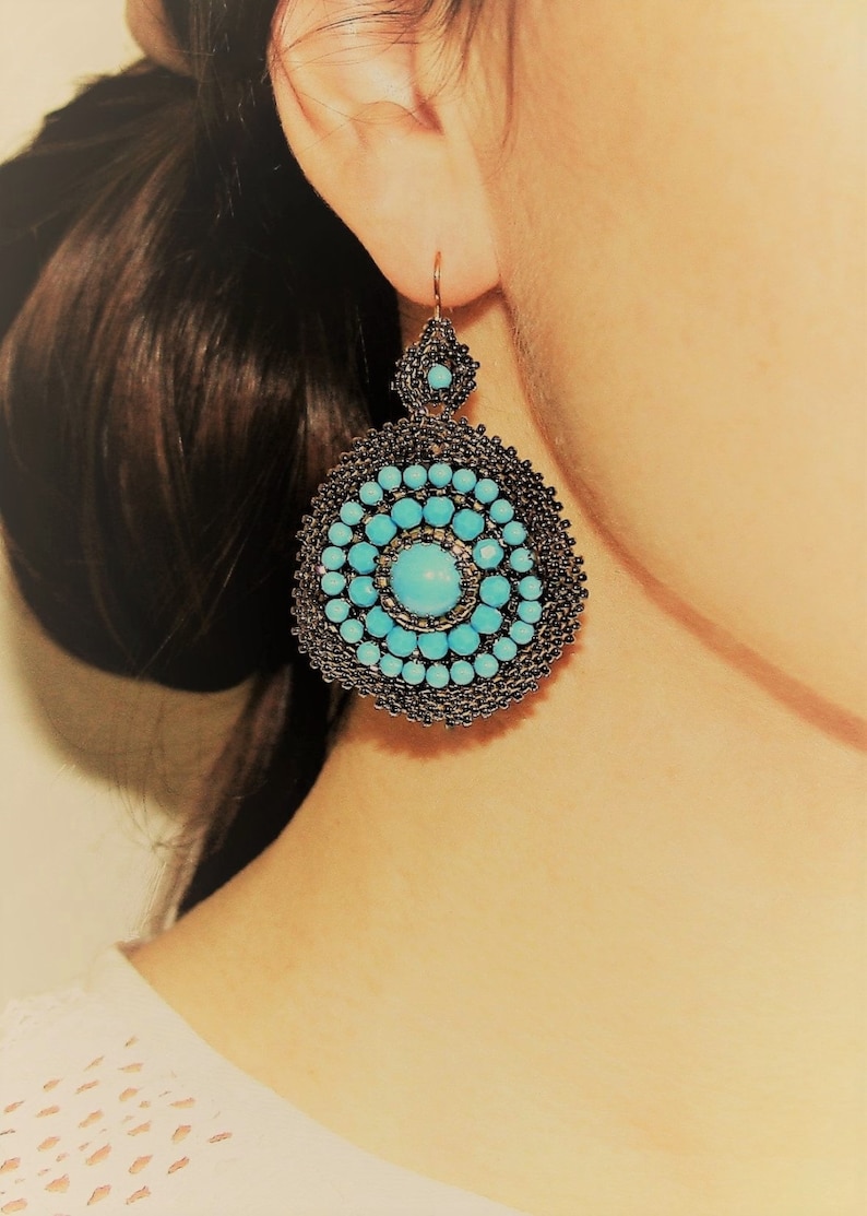 Earrings Tutorial Statement Circle Peyote Beaded Seed Bead Etsy