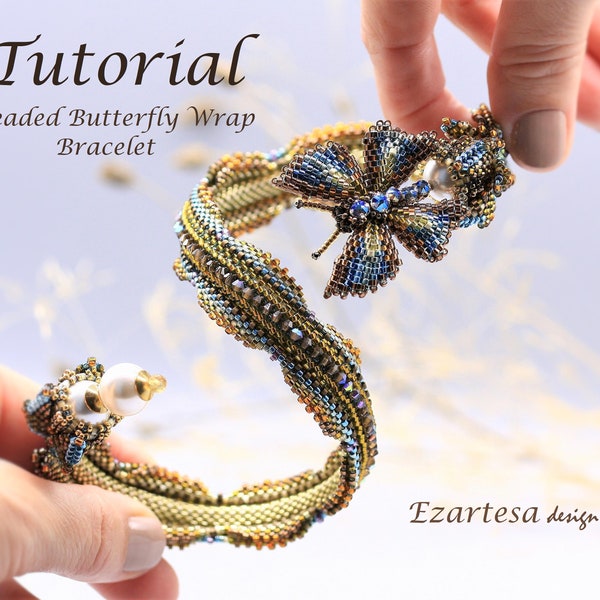 Beading Pattern, Beaded Butterfly Wrap Bracelet Tutorial by Ezartesa