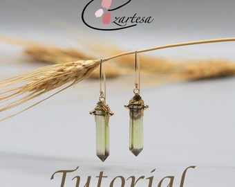 Lemon Smoky Quartz Point Beaded Dangle Earrings Tutorial, Seed Bead Pattern By Ezartesa