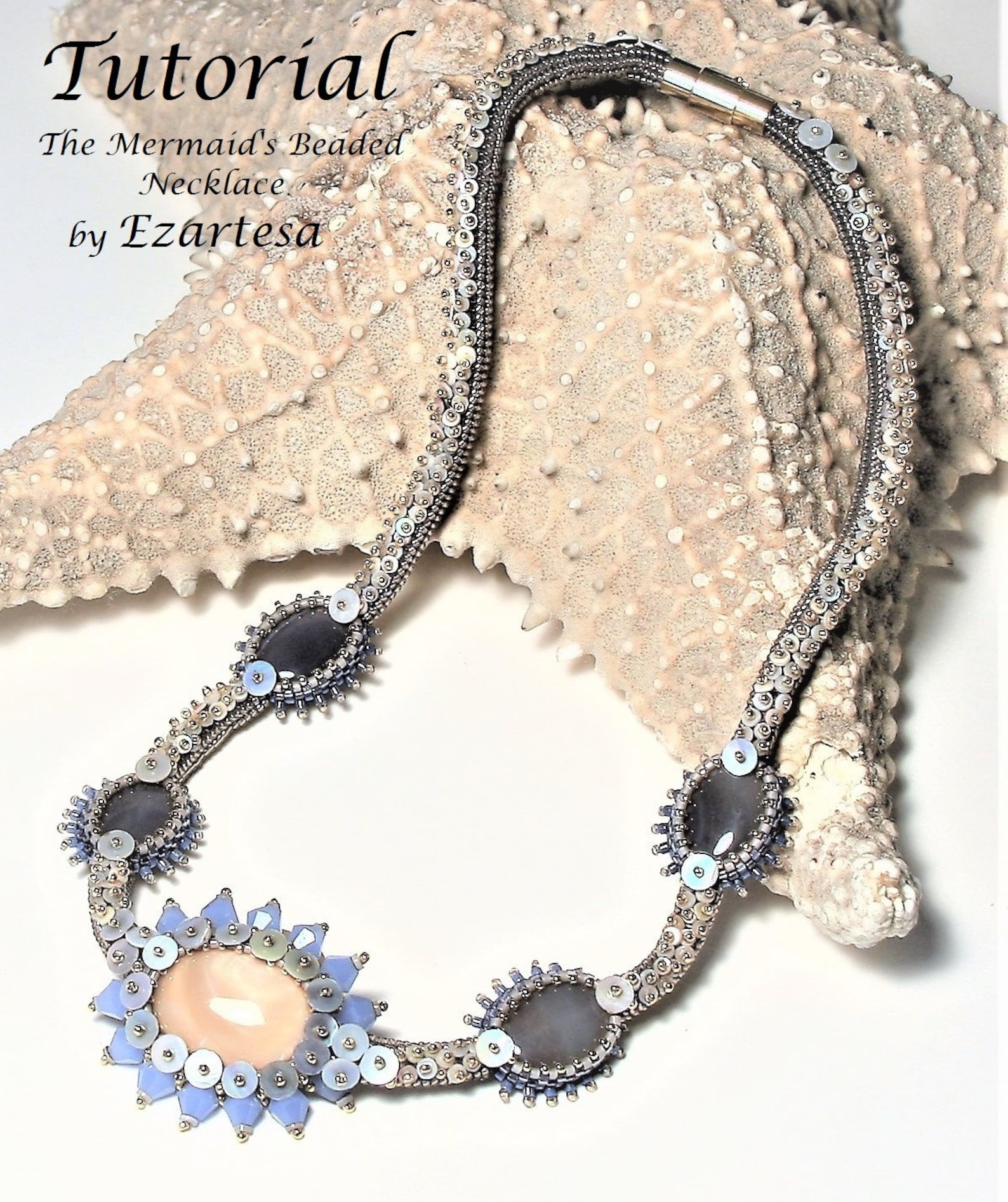 The Mermaids Beaded Necklace Tutorial Beaded Shell Cabochon Etsy