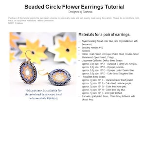 Beaded Circle Flower Earrings Tutorial, Seed Bead Pattern by Ezartesa for Beginners. image 4