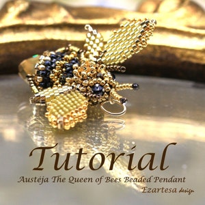 Austėja the Queen of Bees Beaded Pendant Tutorial, Seed Bead Pattern by Ezartesa image 3