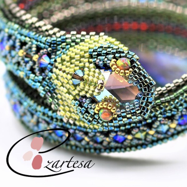 Emerald Serpent Wrap Bracelet: A Beaded Beauty Inspired by Lithuanian Lore. Ezartesa Design