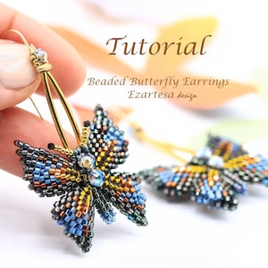 Beading Pattern, Beaded Butterfly Earrings Tutorial, Butterfly Ring by Ezartesa image 1