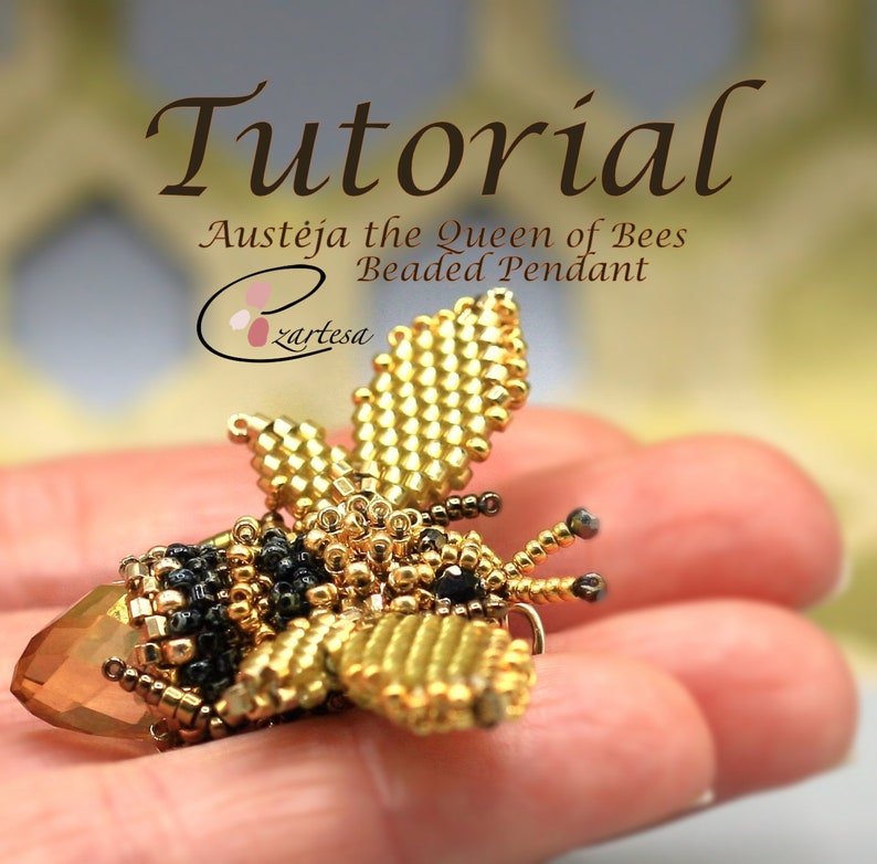 Austėja the Queen of Bees Beaded Pendant Tutorial, Seed Bead Pattern by Ezartesa image 4