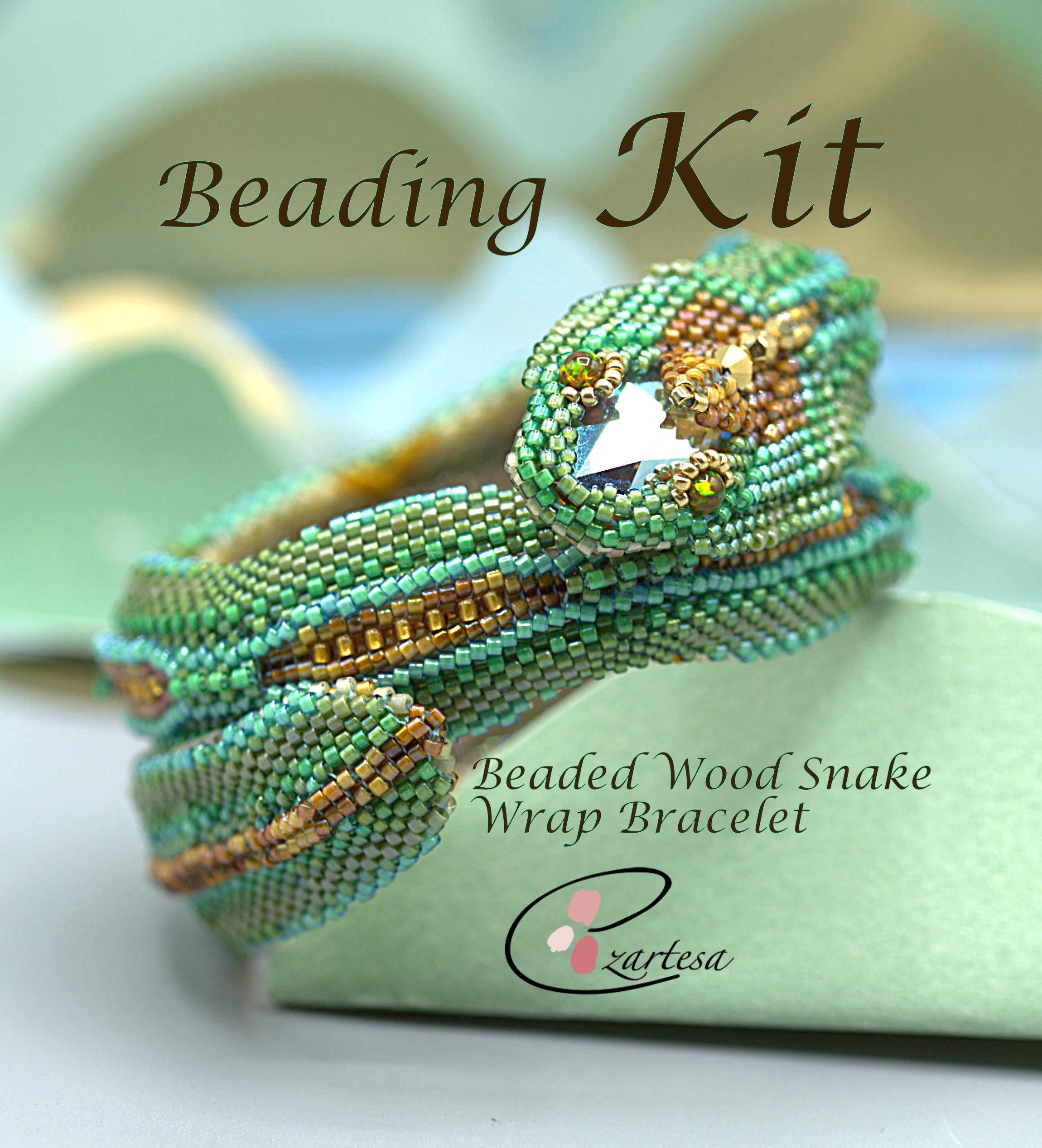 Beaded Snake Wrap Bracelet Beading Kit, Seed Bead Pattern by