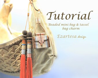 Beaded Mini Bag & Tassel Charm Tutorial, Peyote Stitch (PDF Pattern)