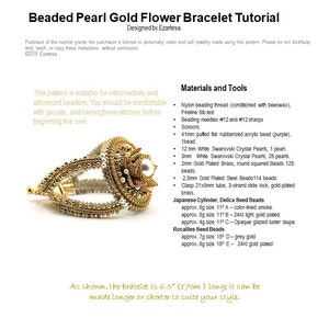Beaded Pearl, Gold Flower Bracelet Tutorial, Gold Bead Beaded Bracelet ...