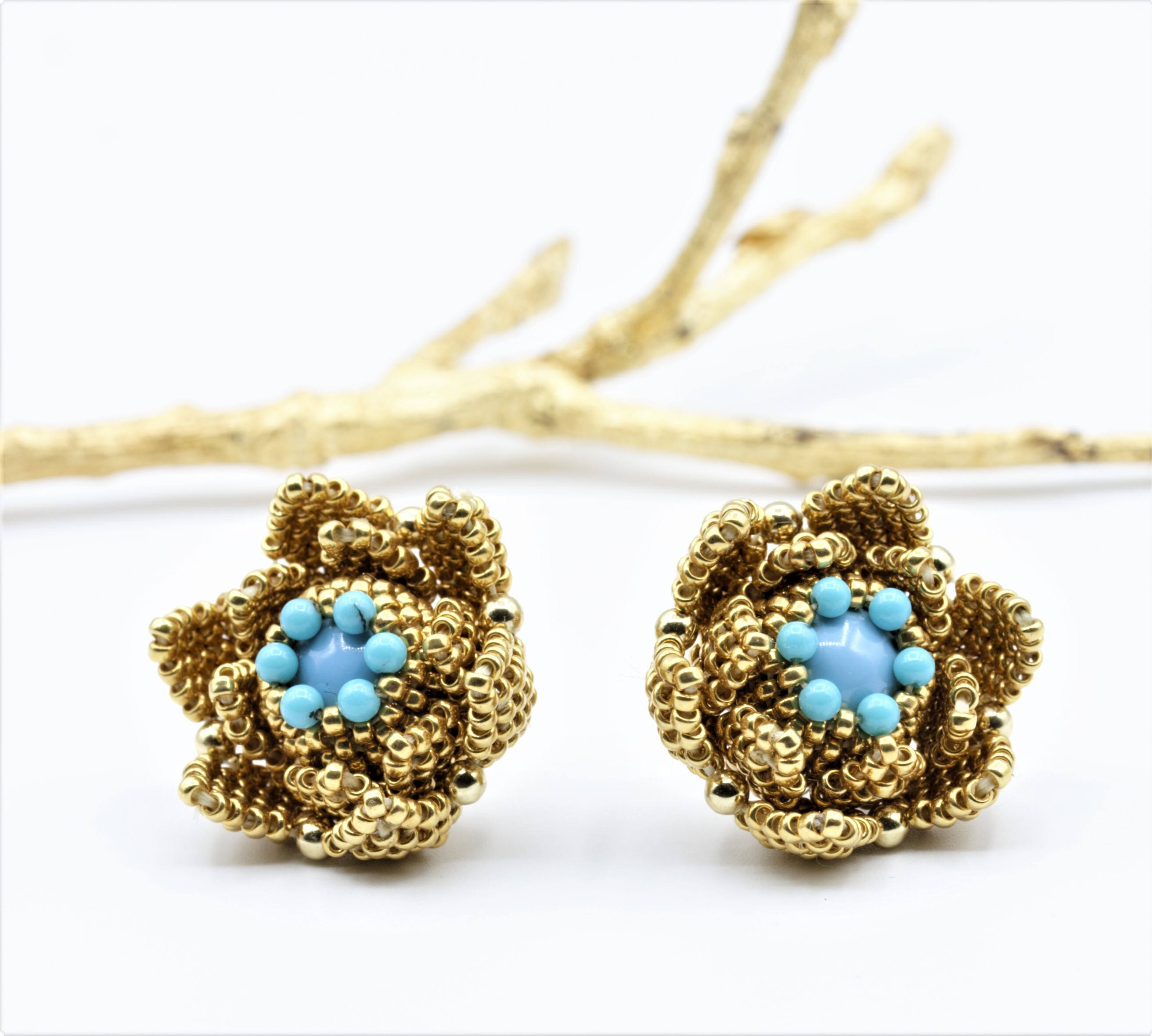 Fancy Beaded Flower Studs