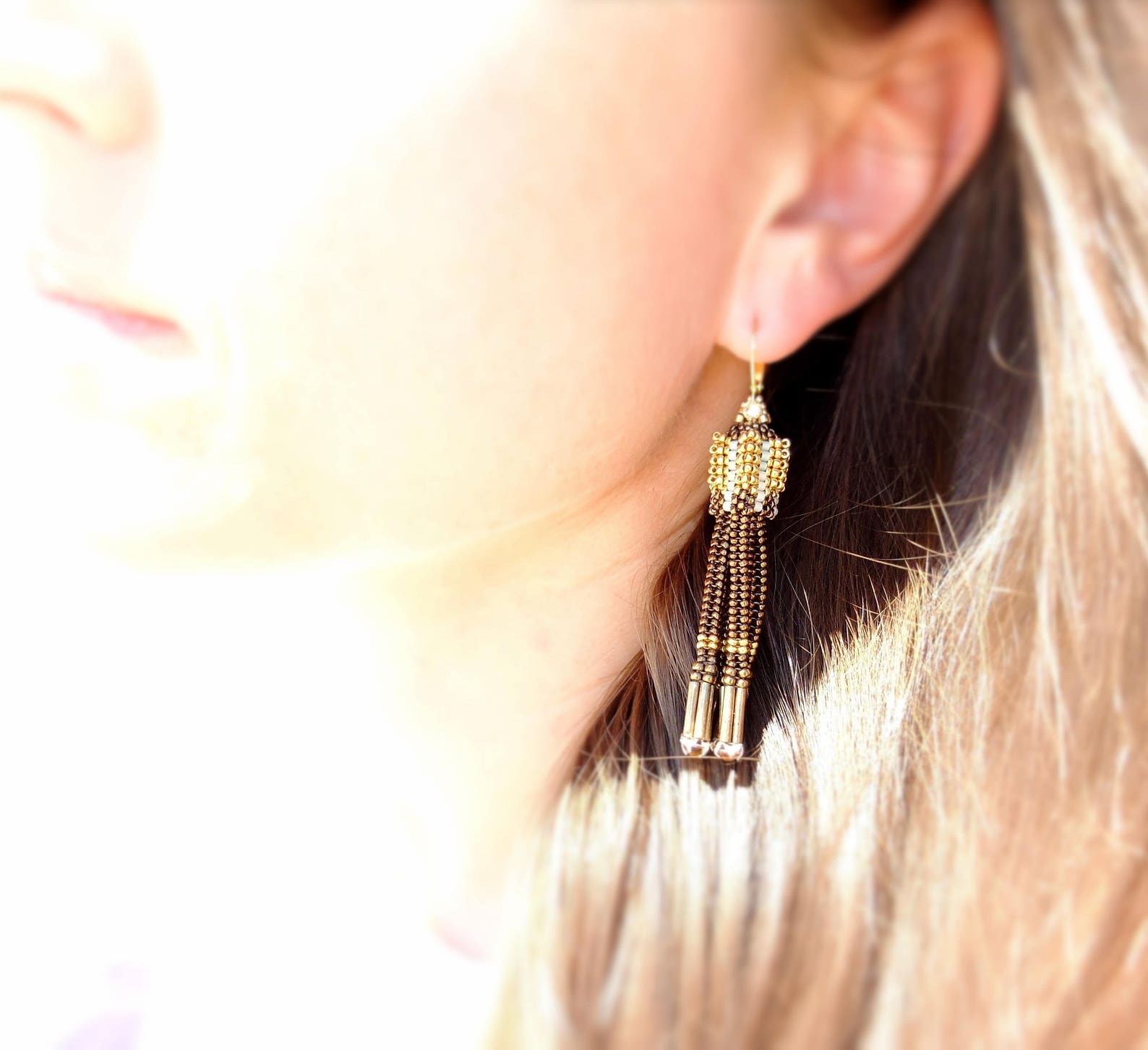 Beaded Tassel Earrings Tutorial Beaded Seed Bead Tassel Etsy