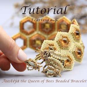 Austeja the Queen of Bees Beaded Bracelet Tutorial, Beading Pattern by Ezartesa