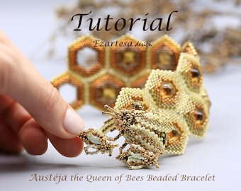 Austeja the Queen of Bees Perlenarmband Anleitung, Perlenmuster von Ezartesa