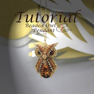 Beaded Owl Pendant Tutorial, Seed Bead Pattern by Ezartesa