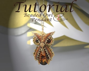 Tutoriel pendentif hibou perlé, motif de perles de rocaille par Ezartesa