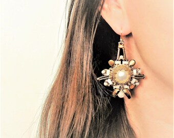 Starburst Earrings Tutorial: Seed Bead & Swarovski Crystal Beading Pattern (PDF)